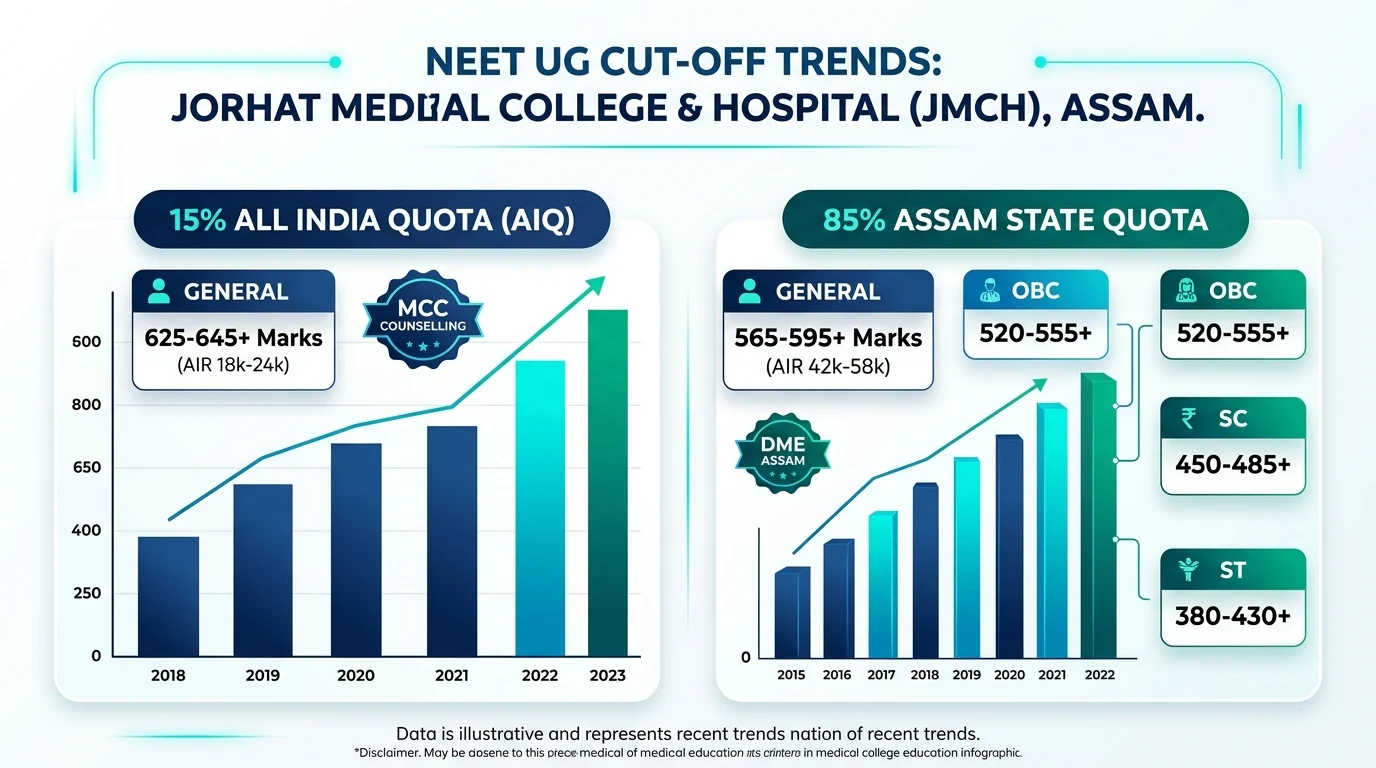 NEET UG Cut-Off Trends for Jorhat Medical College JMCH All India Quota AIQ vs Assam State Quota